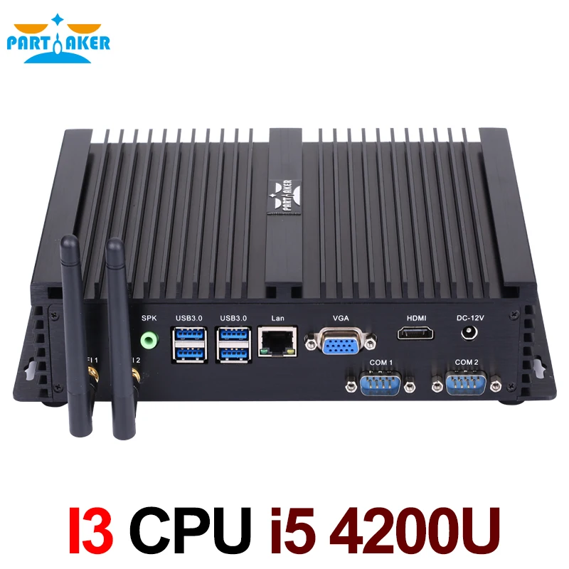 Deelgenoot Fanless Industriële Mini Pc Desktop Computer Intel Core I5 4200U Dual Core 24 Uur Werken 2 Com Hdmi Vga dual Display