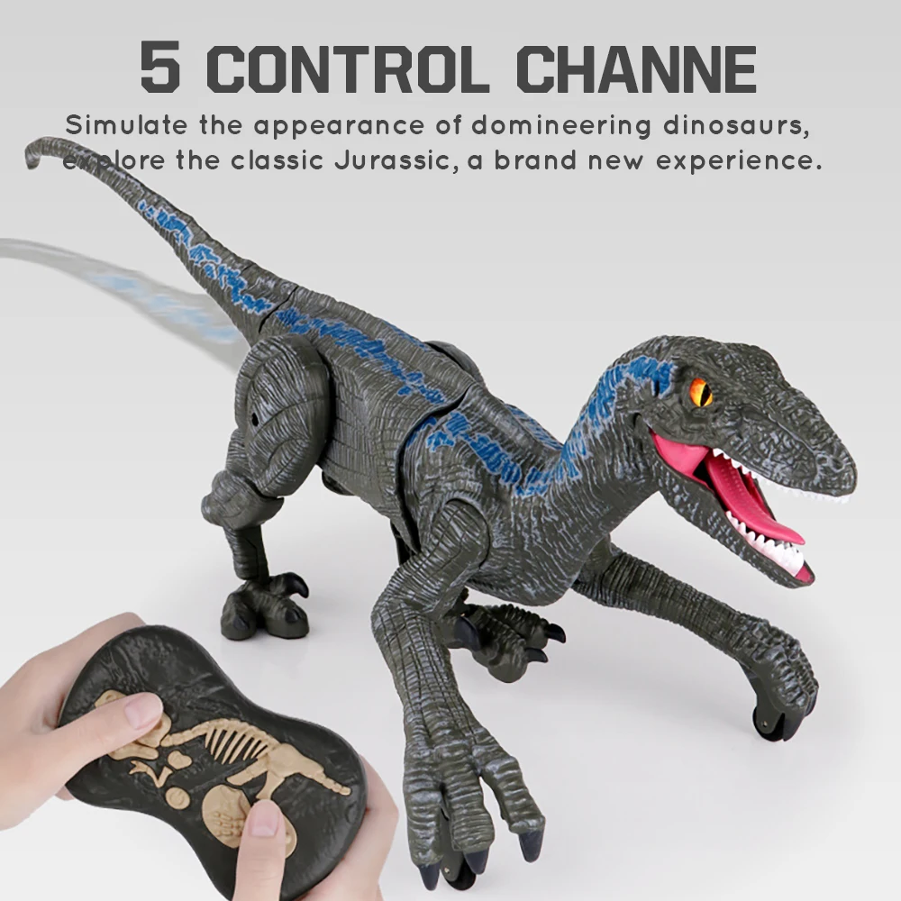 2.4G Intelligent Raptor AnimalRC Dinosaur Remote Control Dinosaur Music Light Toy Electric Walking Animals Toys For Children kid
