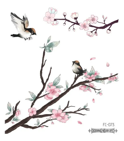 Waterproof  temporary tatoo Cherry blossoms tattoo stickers flower tattoo stickers fashion arm leg clavicle Tattoo stickers