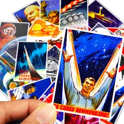 25Pcs Russian Propaganda Poster the Space Race Poster Stickers USSR CCCP Stickers for Collection Laptop Luggage Phone Decals