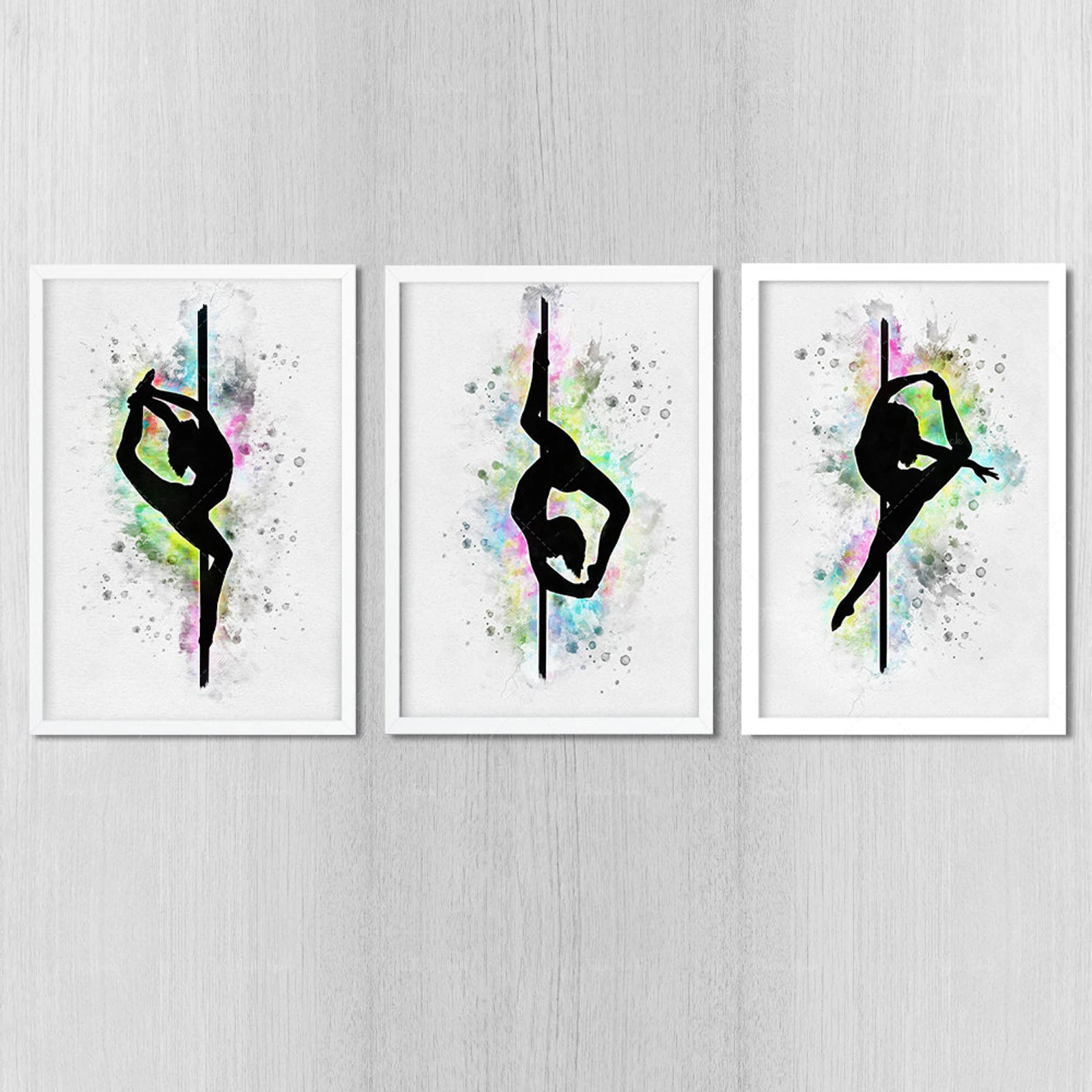 Pole dance Set of posters Wall art Watercolor prints Room decor Beauty and grace of dance Valentines gift