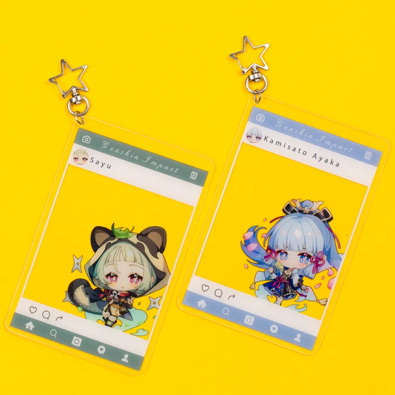 Game  Cosplay Yoimiya Sayu Kaedehara Kazuha Kamisato Ayaka Acrylic Sandwich Group Photo Card Transparent Pendant