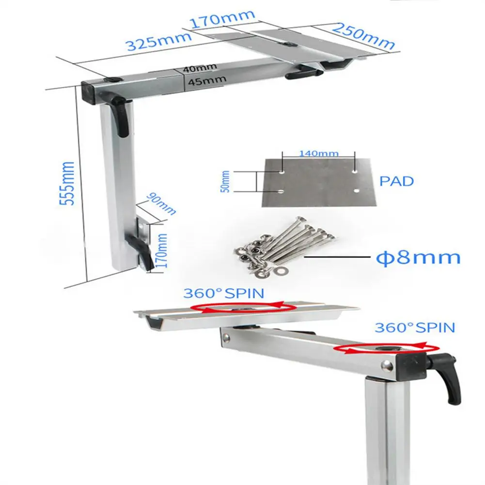 RV Removable Table Leg Adjustable Height RV Dinette Table Aluminum Alloy 360 Degree Rotation Holder Stand RV Accessories for