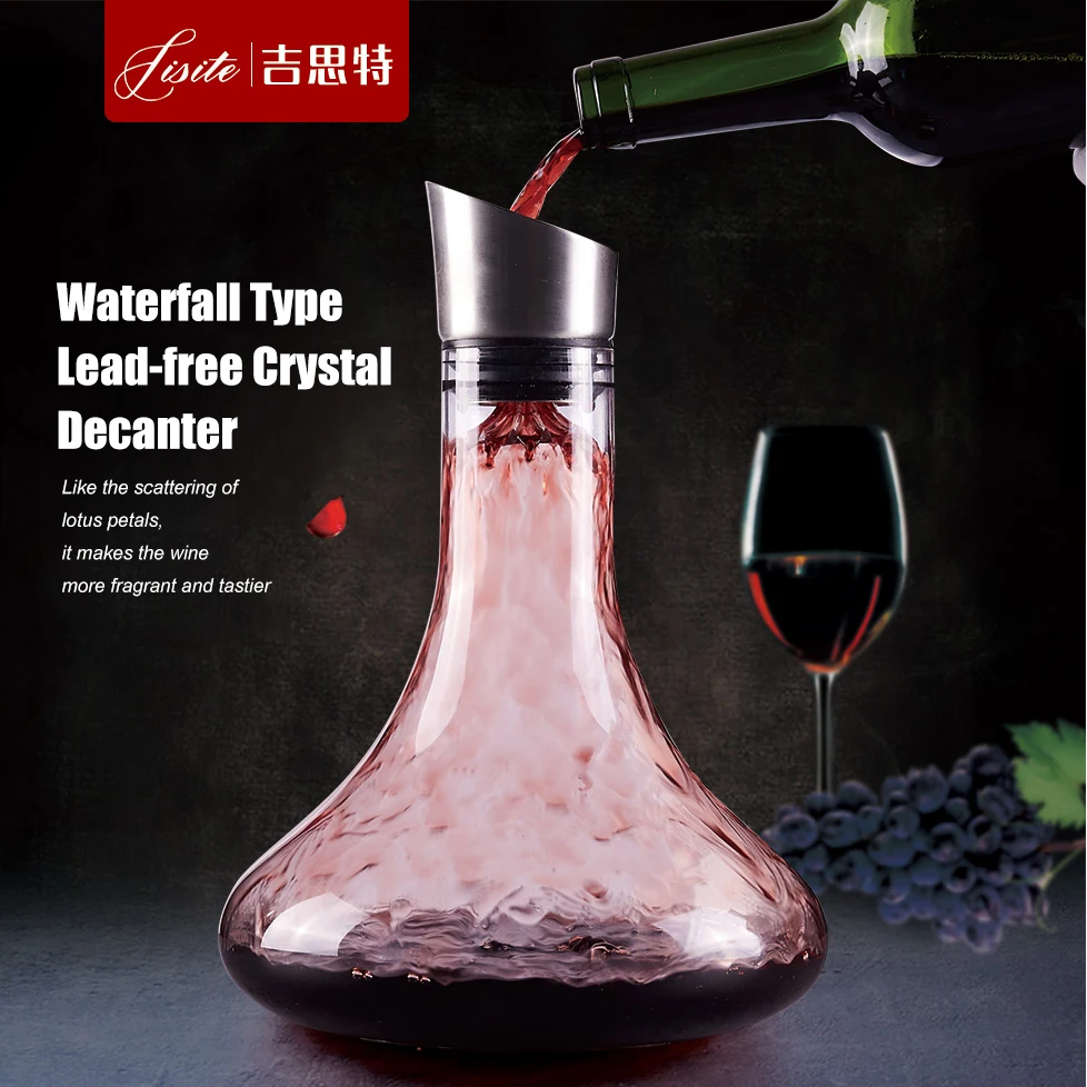 Unleaded Crystal Glass Wine Decanter Red Wine Carafe with Built in Aerator Fast Decanting Wine Accessories