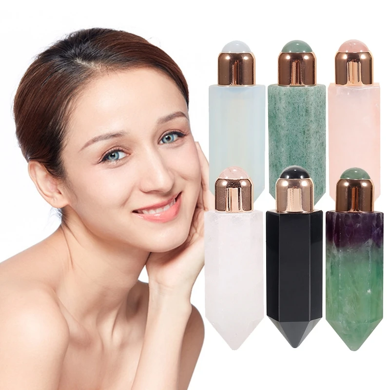 Facial Roller Massage with Crystal Column to Relieve Tension Essential Oil Bottle 4 in 1 Gua Sha Tools Gift Drop Shipping