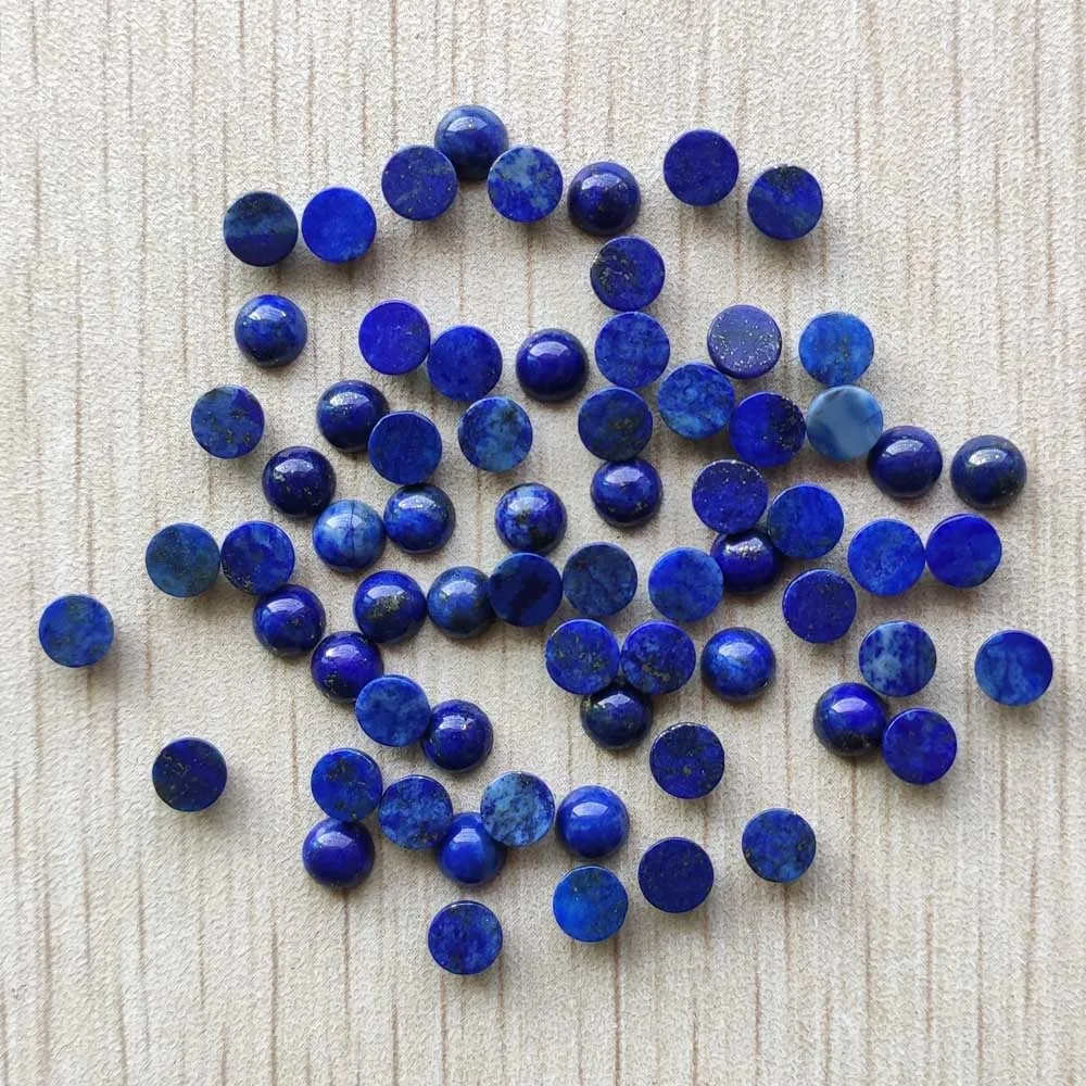 5mm 3mm New Wholesale 50pcs/lot good quality natural lapis lazuli round cab cabochon stone beads for jewelry making