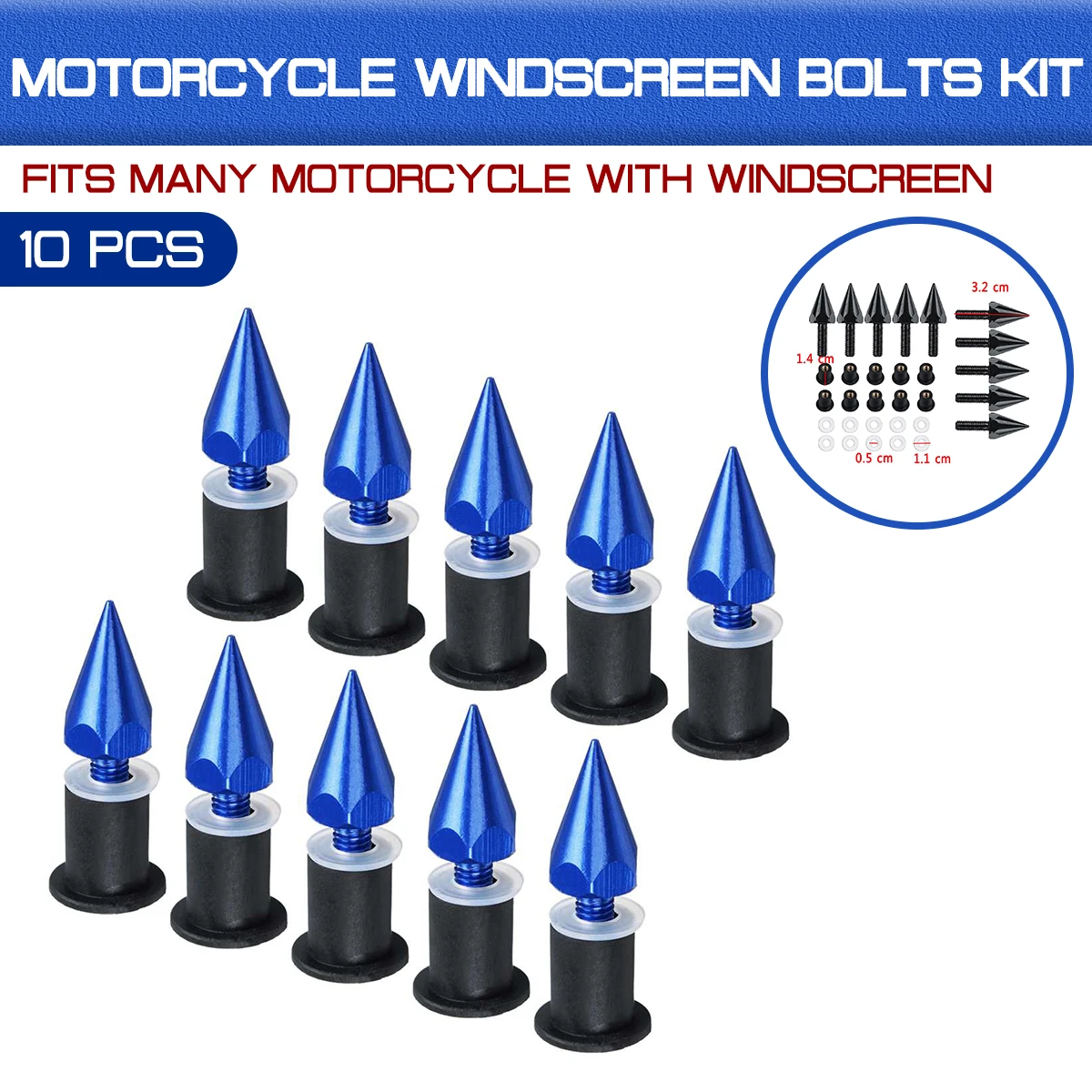 10pcs/set CNC Screw Mounting Nuts Fairing Screws Bolts Windscreen E-Bike Motorcycle Motorbike Windshield Bolts Kit