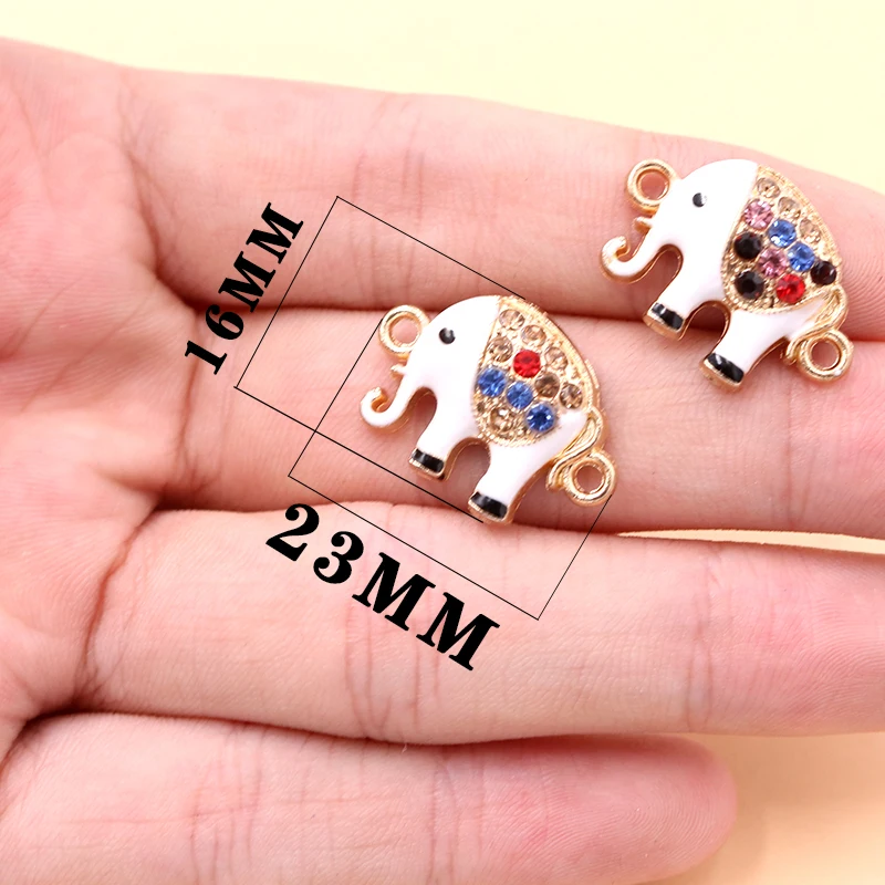8pcs/lot Enamel Elephant Connector Charm Metal Pendants DIY Necklaces Bracelets Jewelry Handicraft Accessories