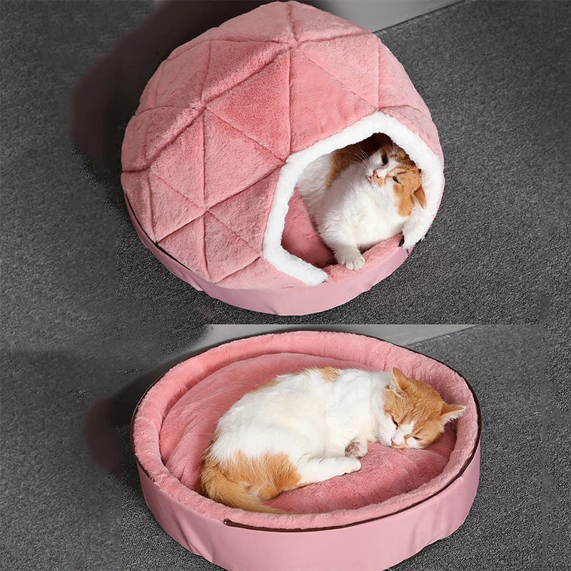 HOOPET Warm Cat Bed House  Bed for cat puppy Disassemblability Windproof Pet Puppy Nest Shell Hiding Burger Bun for Winter