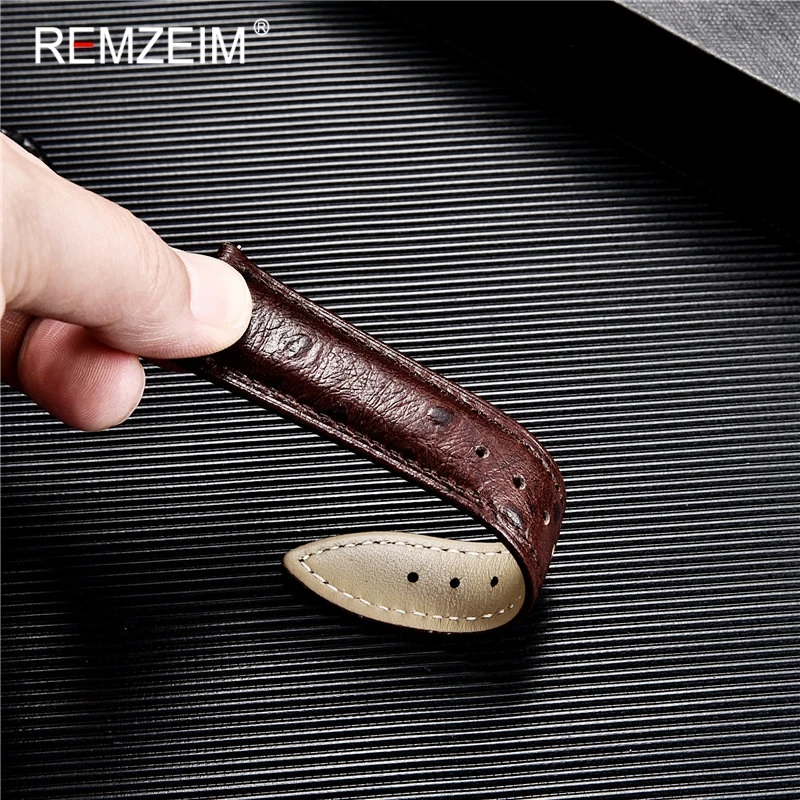 REMZEIM Ostrich Pattern Leather Quick Release Watchband 18mm 20mm 22mm Genuine Leather Watch Strap Bracelet Watch Accessories