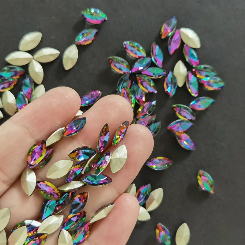 YANRUO 4200 Navette tutte le dimensioni cristallo a punta strass lucidi gioielli in vetro fai da te che fanno accessori decorazione per Nail Art