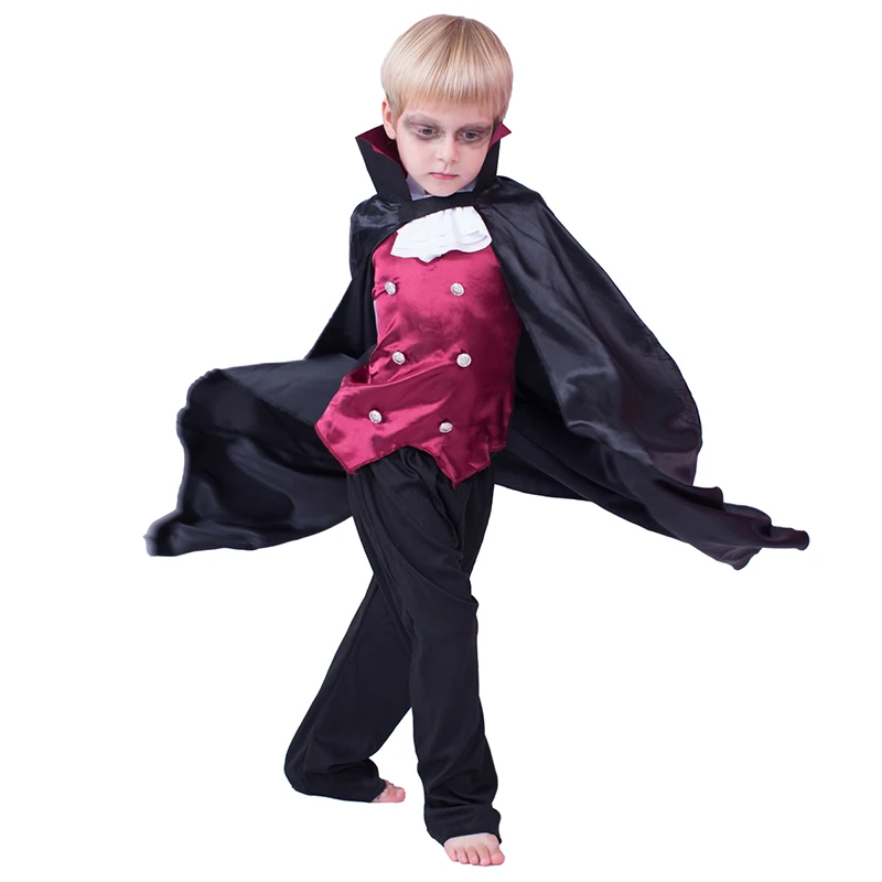 Halloween Vampire Costume With Cape Kids Darkness Blood Bat Prince Outfit Boys Scary Ghost Costume For Carnival