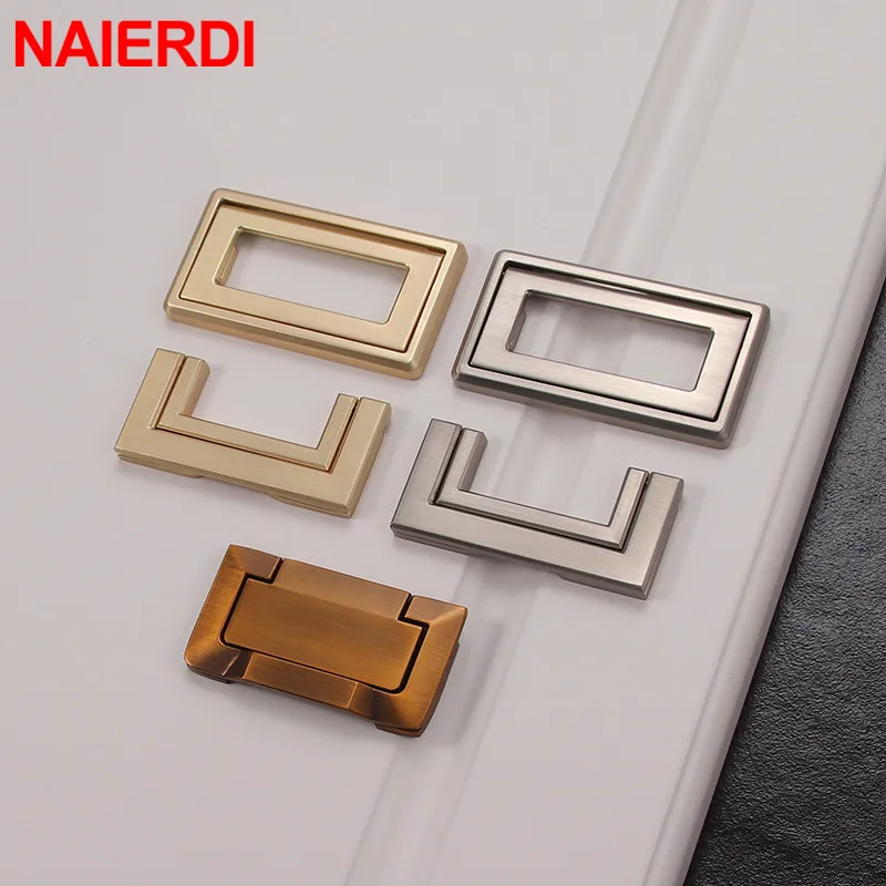 NAIERDI Zinc Alloy Tatami Hidden Wardrobe Handles Cupboard Pulls Black Drawer Knobs Furniture Handle Cabinet Knobs Handles