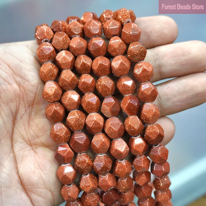 Natural Stone Beads Faceted Gold SandStone Loose Spacers Beads for Jewelry Making DIY Bracelet Accessories 14