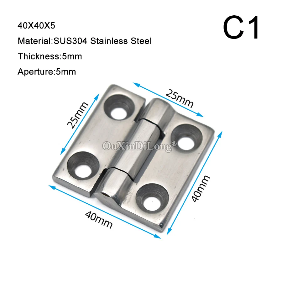 New 2PCS SUS304 Stainless Steel Thicken Industrial Hinges Switch Cabinet Electric Box Cabinet Hinges Mechanical Equipment Hinges