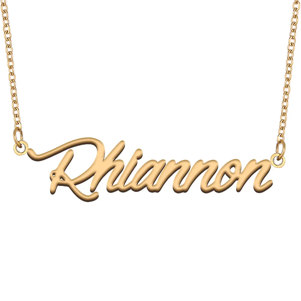 

Rhiannon Name Necklace Personalized Women Stainless Steel Jewelry Gold Plated Nameplate Pendant Femme Mother Girlfriend Gift