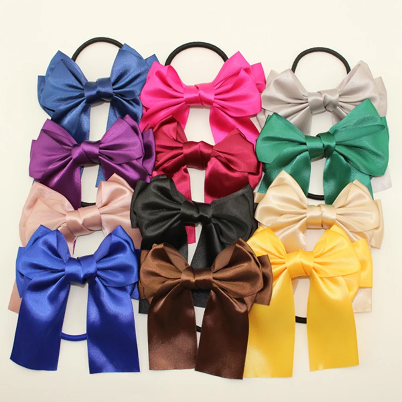 30 Pieces Mix Fashion Good Elastic Women Ribbon Bow Hair Rope Satin Scrunchy Ponytail Holder Gum Hair Accessories for Women