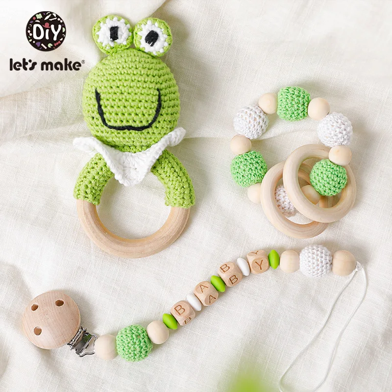 1pc Crochet Amigurumi Elephant Owl Rattle Bell Custom Newborn Pacifier Clip Montessori Baby Toys Educational Baby Rattle Product