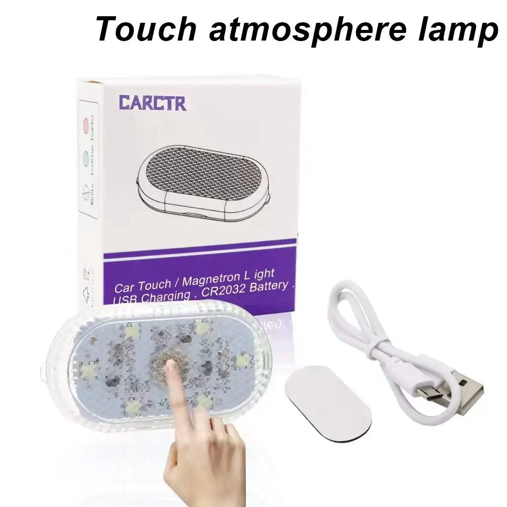 1/2Pcs Car LED Touch Lights Wireless Interior Light Auto Roof Ceiling Reading Lamps For Door Foot Trunk Storage Box USB Charging