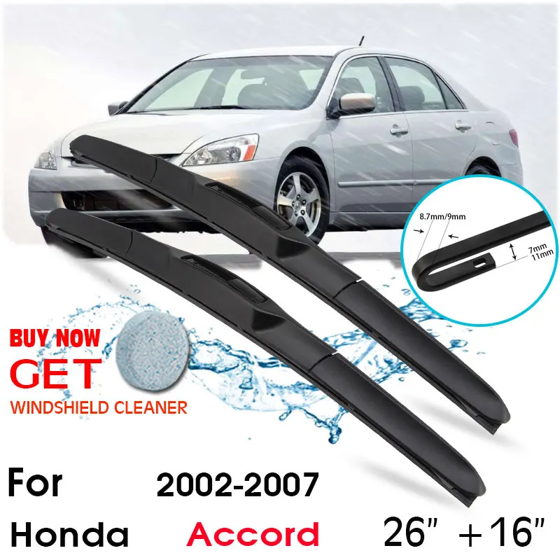 

Car Wiper Blade Front Window Windshield Rubber Silicon Refill Wipers For Honda Accord 2002-2007 LHD/RHD 26"+16" Car Accessories