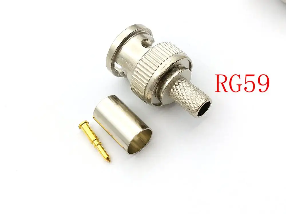 1000PCS Crimp on BNC Male RG59/RG58/RG6 Coax Coaxial adapter For CCTV camera CONNECTOR