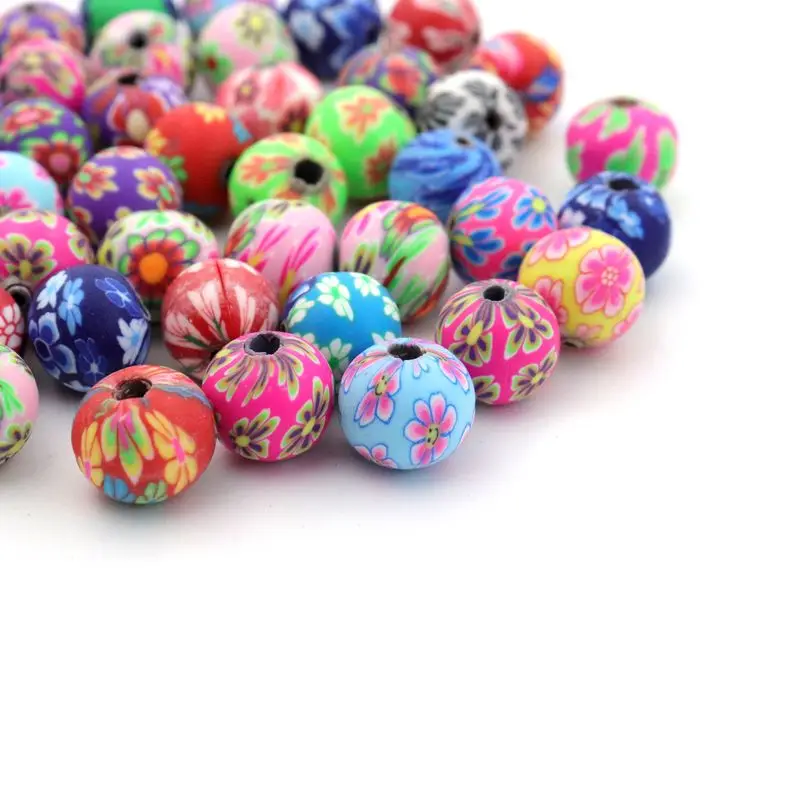 30pc 6 8 10 12mm Colorful Loose Polymer CeramicSpacer Clay Beads For Jewelry Making Diy Needlework Finding Bracelet Accessories