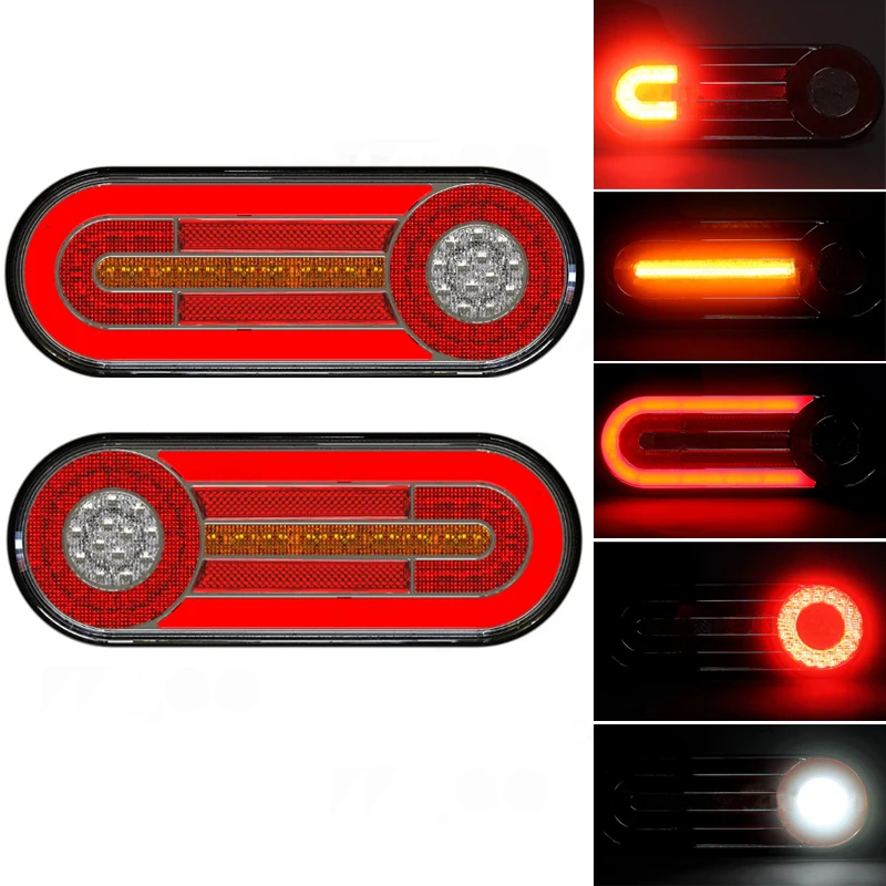 2PCS 12/24V LED Truck Tail Light Turn Signal Brake Reversing Fog Lamp Reflector Rear Taillights For Trailer Caravans Ute Campers