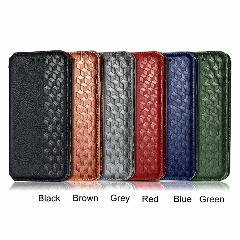 10Pcs Lattice PU Leather Wallet Flip Phone Cover for Samsung Galaxy S24 S23 S22 S21Plus Ultra Note 10 9 X Cover