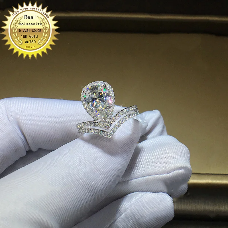 

100%18K goldr ring 1ct D VVS moissanite ring Engagement&Wedding Jewellery with certificate 0028