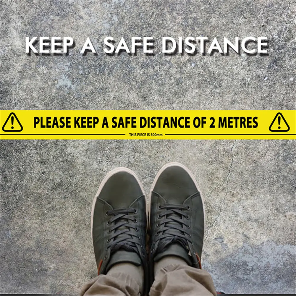 Safety Tape 2m Metre Apart Social Safe Distancing Floor Tape 33m x 48mm Alarm Warning Caution Signs Sticker Safety Supplies