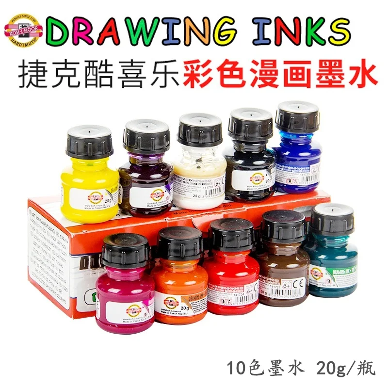 Czech Original  Color Cartoon Ink /  Drawing Painting Quick Drying Waterproof Red Yellow Blue Green White Black Ink 20g / Bottle