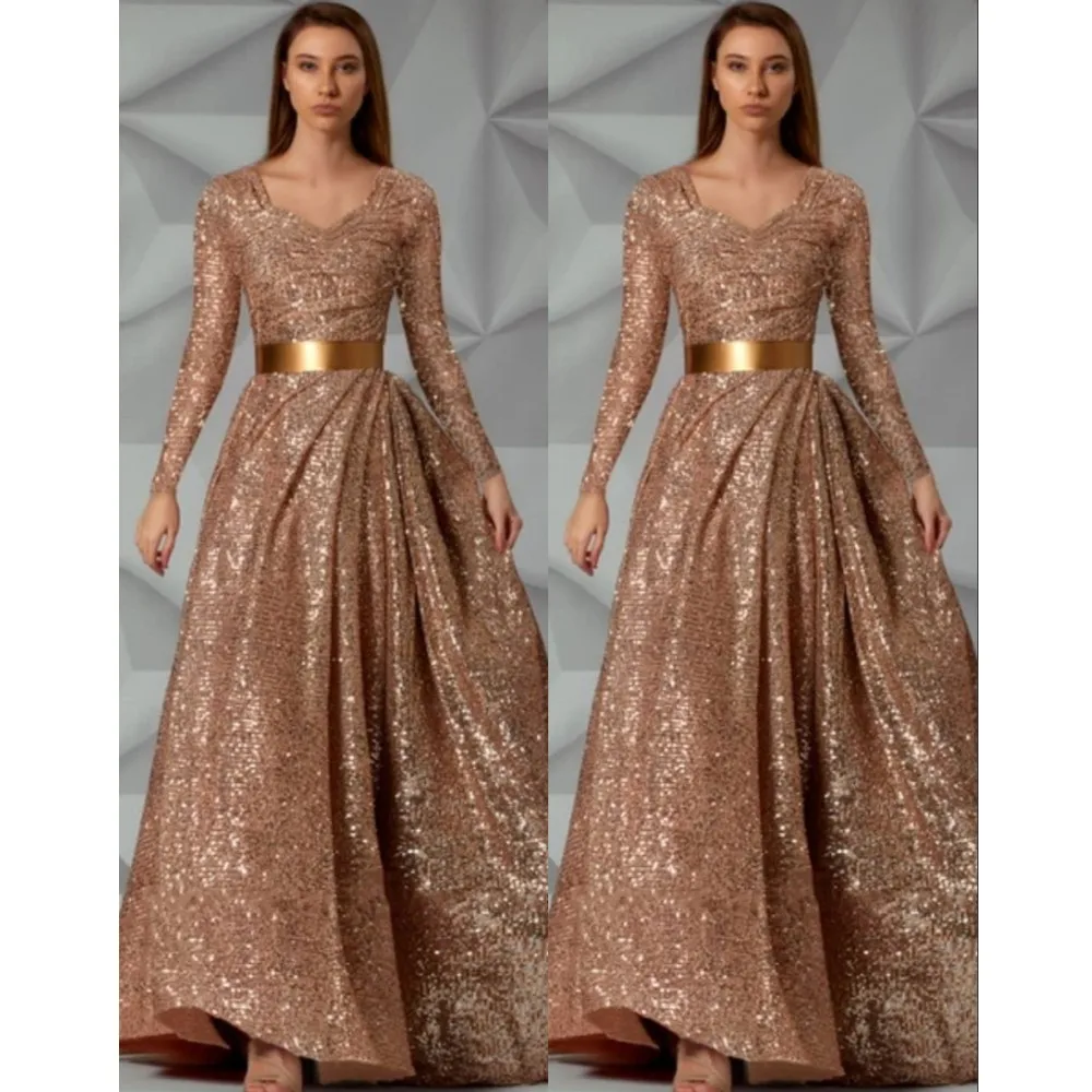 Avond Prom Jurken 2020 Vrouw Party Night Moslim Baljurk Gold Lange Plus Size Jurken