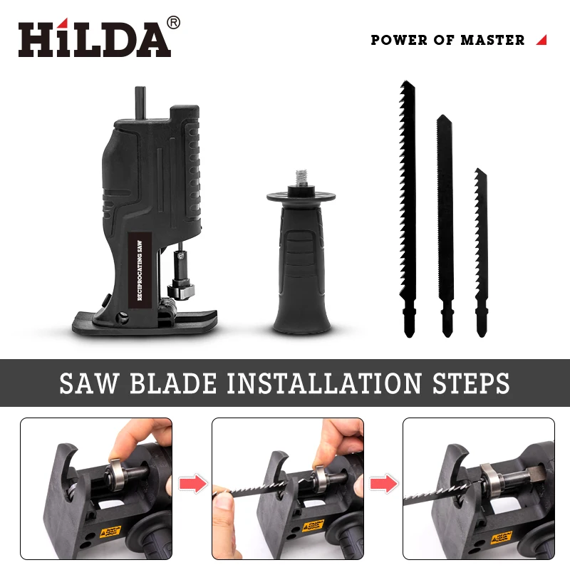 HILDA Reciprocating Saw-Adapter Hand-Tool Woodworking-Tool Cutting Cordless With Blades For Power Tool Electric-Drill