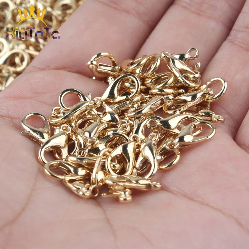 

50pcs/lot Alloy Lobster Clasp Hooks Six Colors Open Circle Jump Rings Jewelry Findings DIY Making Bracelet Buckle Accessories