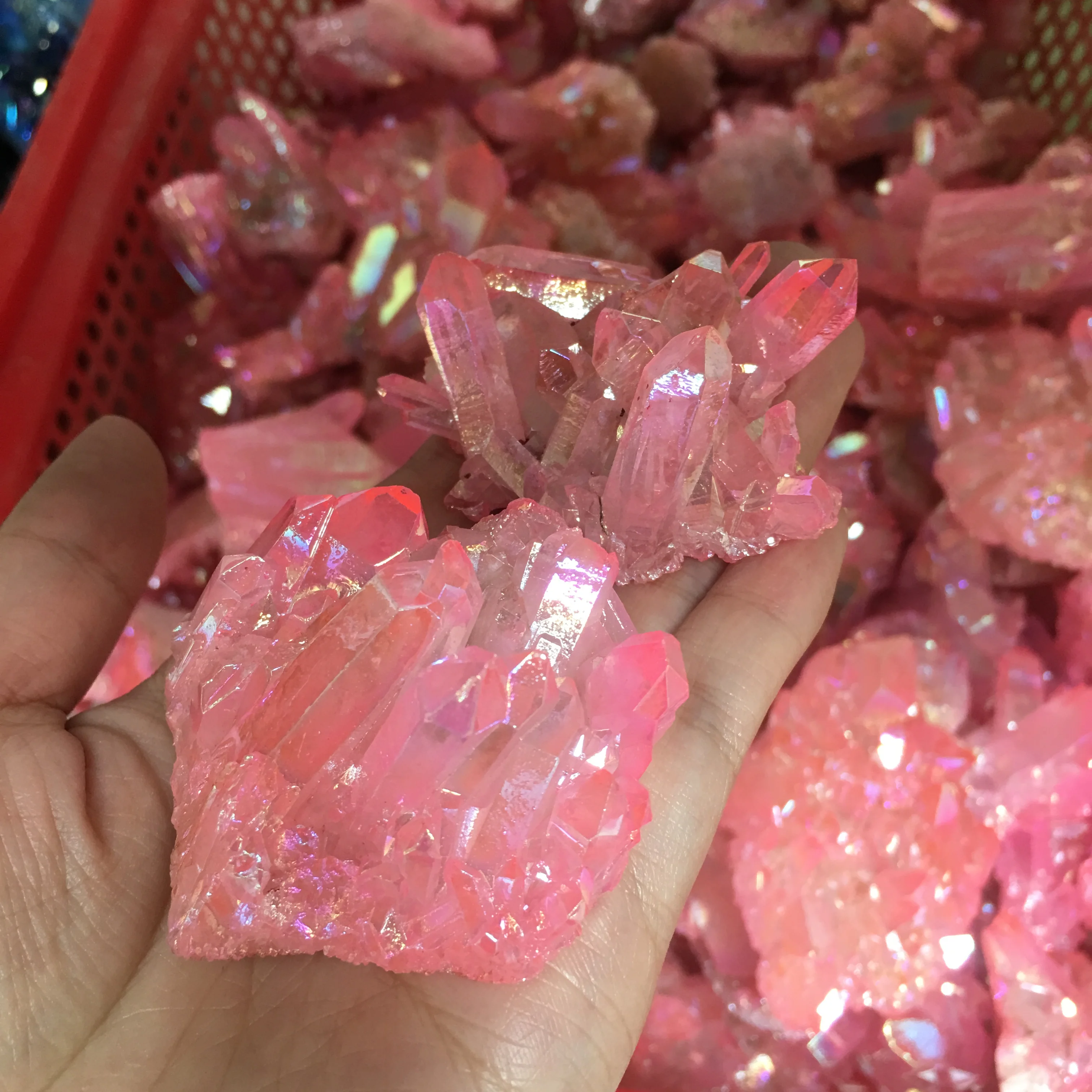 Natural Crystal Quartz Cluster Colourful Mineral Specimen Healing Electroplating Coated Reiki Stone Home Decoration Craft