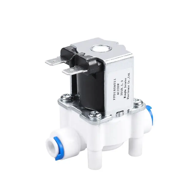 Plastic Water Solenoid for Valve 220V 1/4" Thread Normally Closed Water Inlet Flow Switch Quick Connect Inlet for Valve