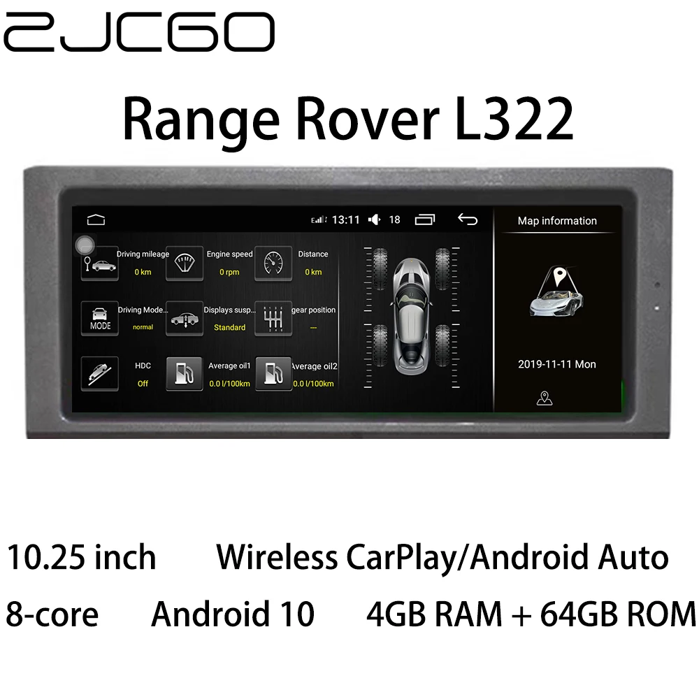 

ZJCGO Car Multimedia Player Stereo GPS Radio Navigation Android 11 Screen for Land Rover Range Rover Vogue V8 L322 2002~2012