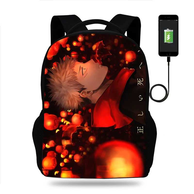 Boys Girls School Bag Anime Backpack Children Book Bags Men Women Rucksack Teens USB Travel Knapsack Mochila