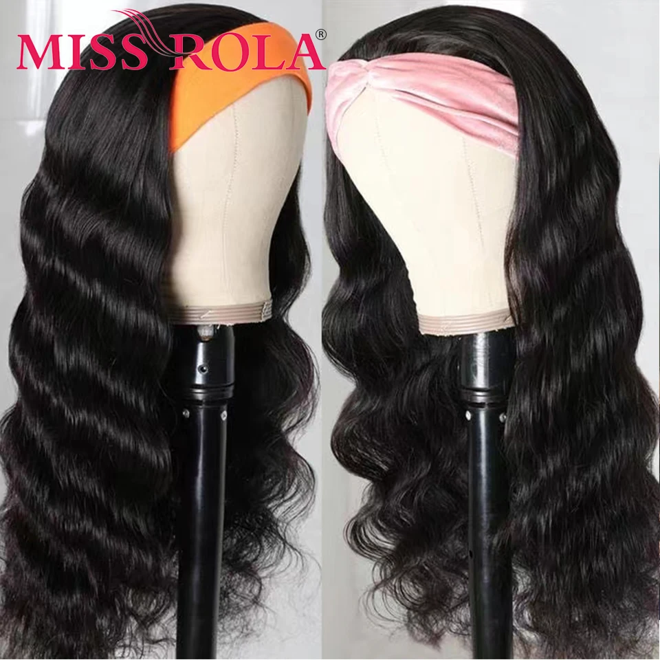 Miss Rola บราซิล Body Wave Headband ผมมนุษย์ Wigs 100% ผมมนุษย์12-26นิ้วธรรมชาติสี Remy ผม curly วิกผมความหนาแน่น150%