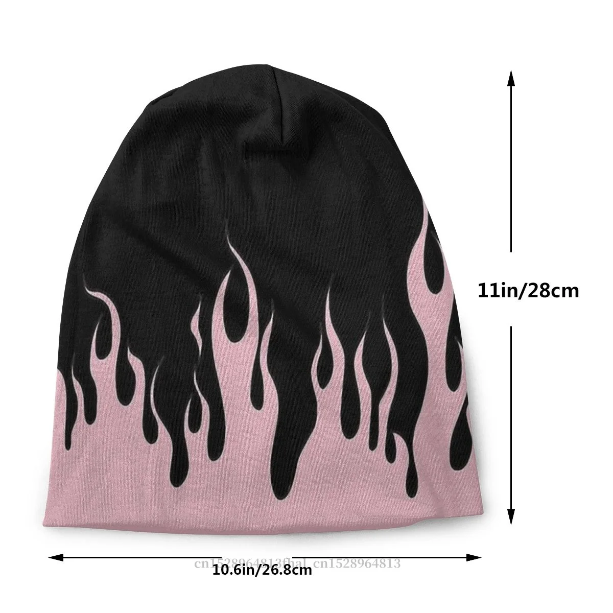 Goth 1980s Subculture Rock Skullies Beanies Caps Pink Flames Knitting Hat Winter Warm Bonnet Hats Men Women\'s Hip Hop Ski Cap