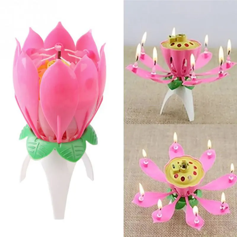 Lotus Flower Festival Music Birthday Cake Candles Decorative Music Party Single Layer Birthday Music Lotus Candle #0