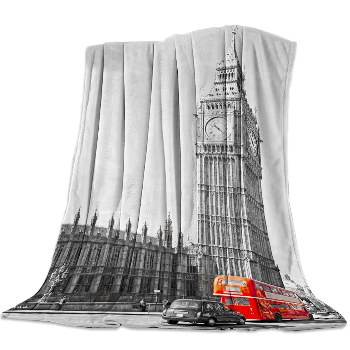 London Building Big Ben Vehicle Bedspread Blanket High Density Super Soft Flannel Blankets for Sofa Bed Car Portable