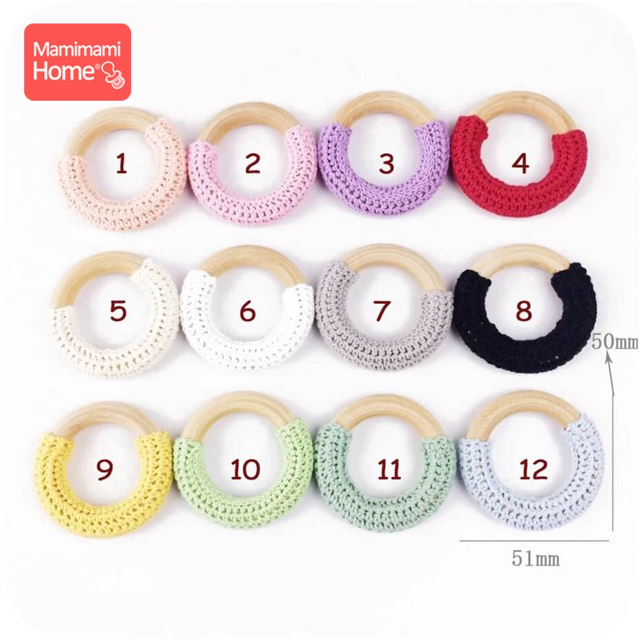 

20pc 50mm baby wooden teether ring toys Crochet rattle DIY pendant Wood Blank Circles Baby Bite Ring Nurse Gift Children'S Goods