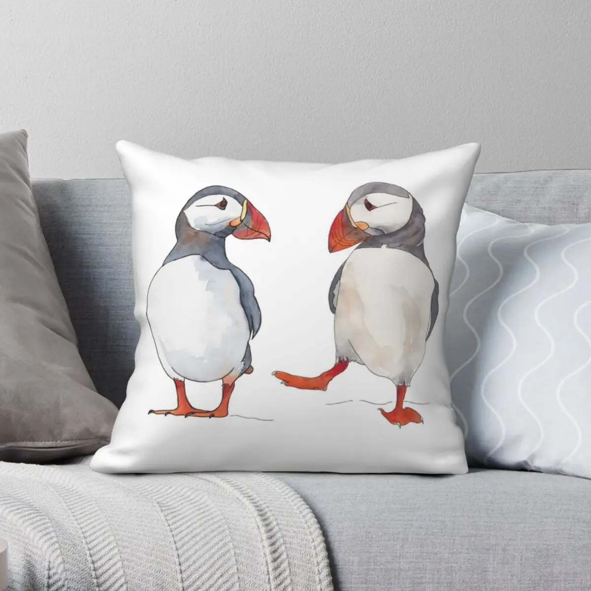 Pssstt Wanna Dance Sweet Puffin Friends Square Pillowcase Polyester Linen Velvet Zip Decor Throw Pillow Case Home Cushion Cover