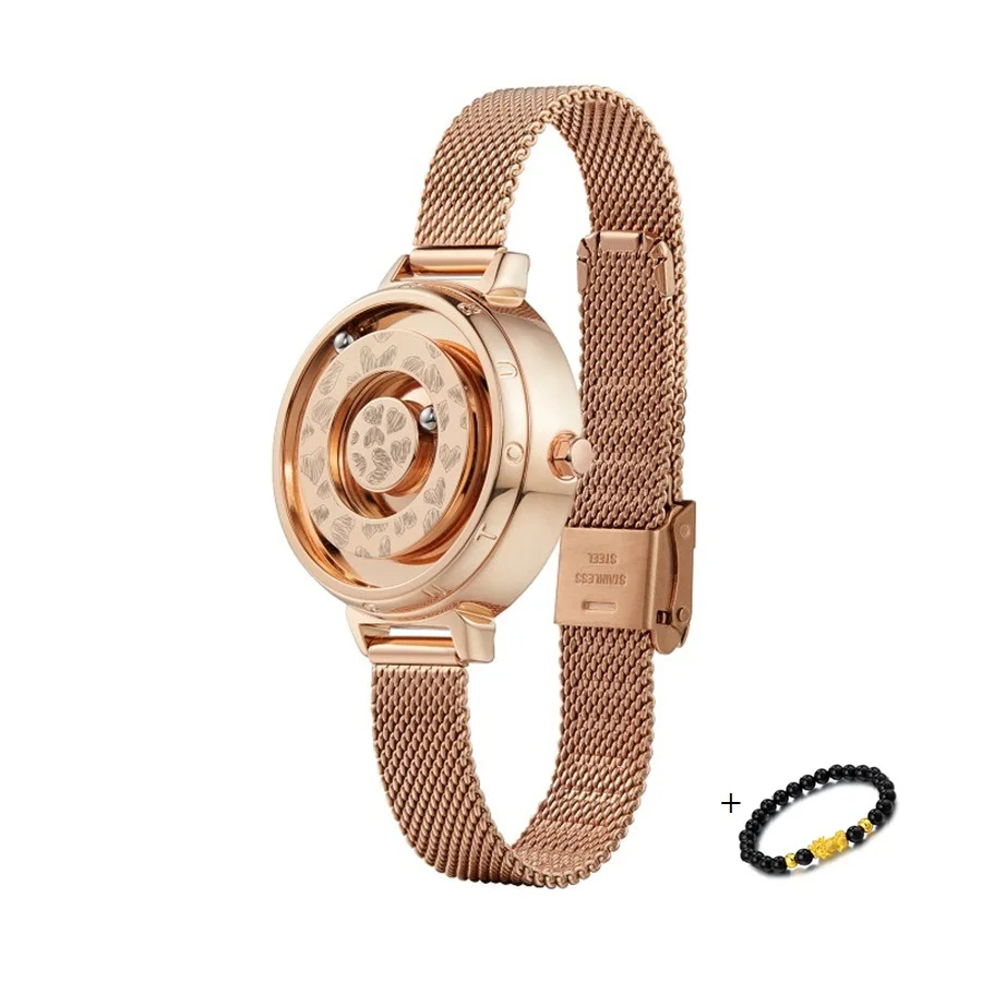 Imagem -03 - Magnética Bola Relógio de Pulso Rosa Ouro Moda Feminina Casual Relojes Mujer Pulseira de Aço Inoxidável Senhoras Relógio de Quartzo Mulher Marca