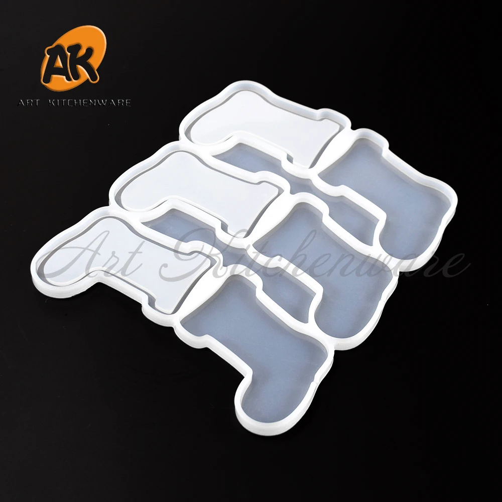Christmas Sock Design Lollipop Silicone Mold Candy Cake Topper Model DIY Chocolate Fondant Mould Cake Decorating Tools Bakeware image 3