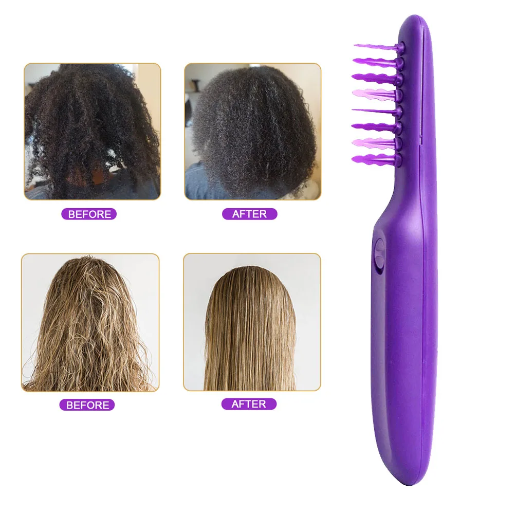 4c Hair Automated Hair Detangler Electric Detangling Brush Scalp Massage Tangle Teaser Easy Loosen Knots For Wet and Dry Hair