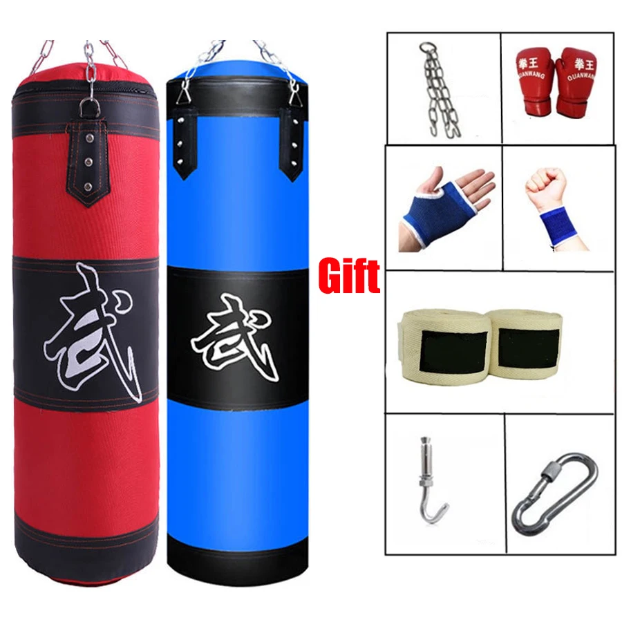 

60cm 80cm 100cm 120cm Empty Boxing Punching Bag Hanging Kick Sandbag Boxing Training Fight Karate Sandbag with Glove Wrist Guard