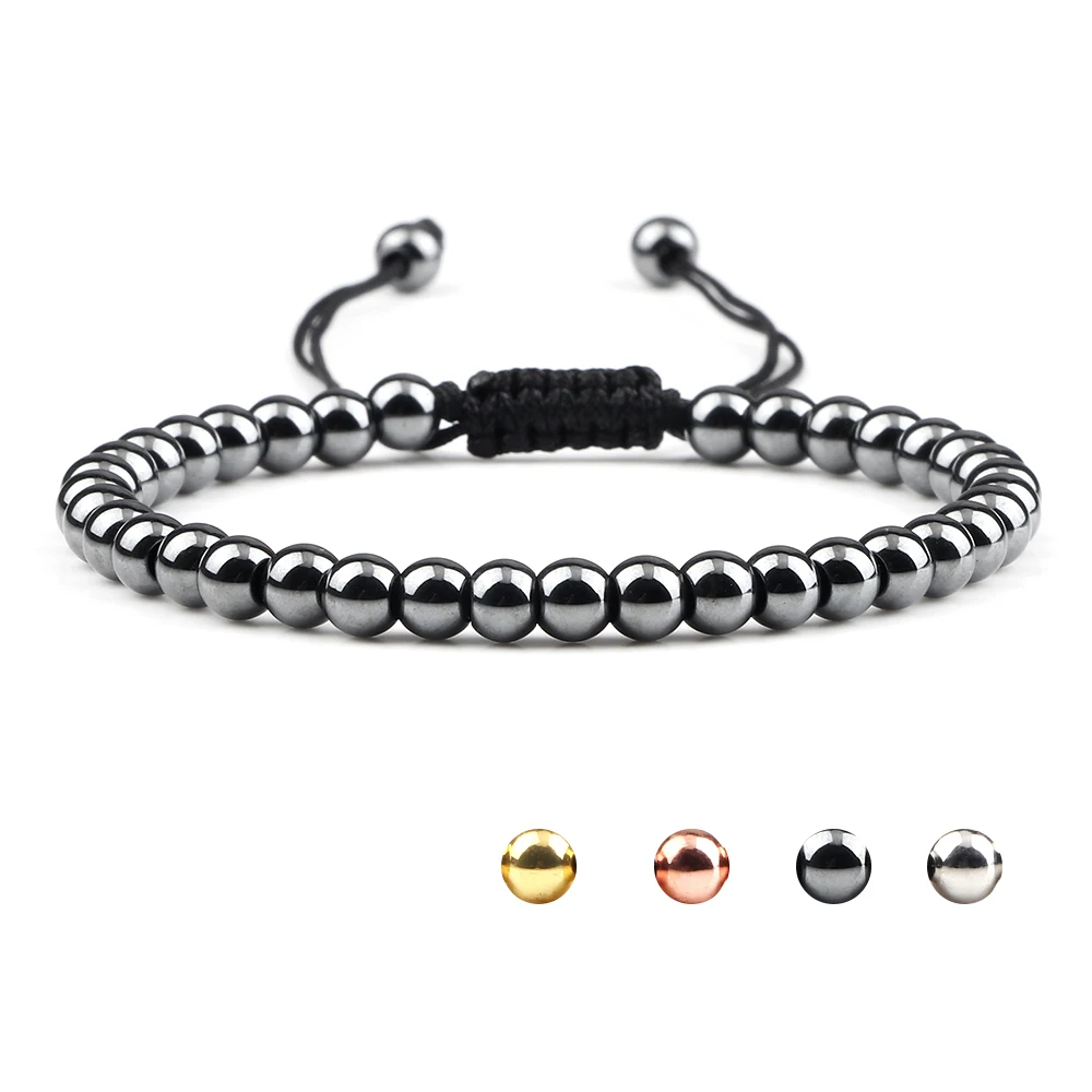 Fashion 5mm Copper Beads Bracelet for Women Men Handmade Adjustable Rope Charm Bracelets Buddhist Yoga Bangle Friendship Jewelry