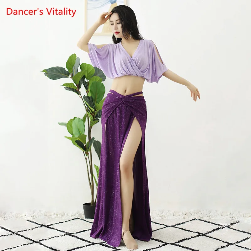 Belly Dance Top Or Skirt V-Neck Loose Shirt Sequins Skirt Practice Clothes Oriental Dancing Female Elegant Performance  Clothing